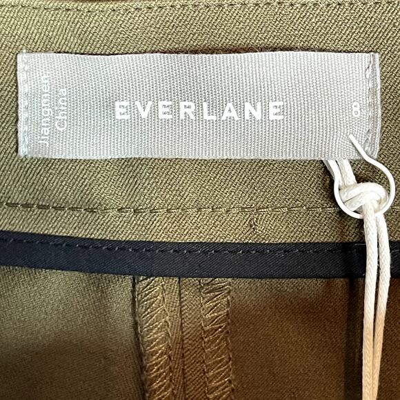 NWT Everlane The Fixed-Waist Stretch Cotton Pant in Military Olive Size 8 - Picture 4 of 6